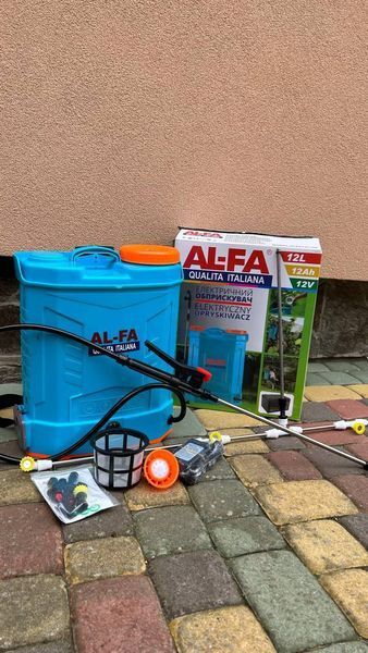 Опрыскиватель электрический AL-FA ALES12 (Li-ion) 12л 12В 12Агодм 5 конечностей + нержавеющая трубка ALES12-LI фото