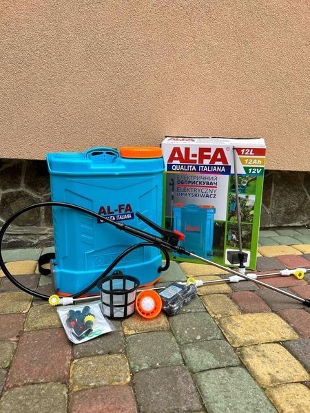 Опрыскиватель электрический AL-FA ALES12 (Li-ion) 12л 12В 12Агодм 5 конечностей + нержавеющая трубка ALES12-LI фото