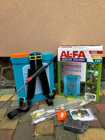 Обприскувач електричний AL-FA ALSE12L-PB 12 л 12 В 12 Агод 5 насадок + неіржавка трубка ALSE12L-PB фото
