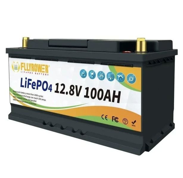 Акумулятор FlyPower LiFePO4 /12V/100AH, 1280W*h, 50 А/100 А (літій-залізо-фосфатний акумулятор для ДБЖ (UPS) Fly2045 фото