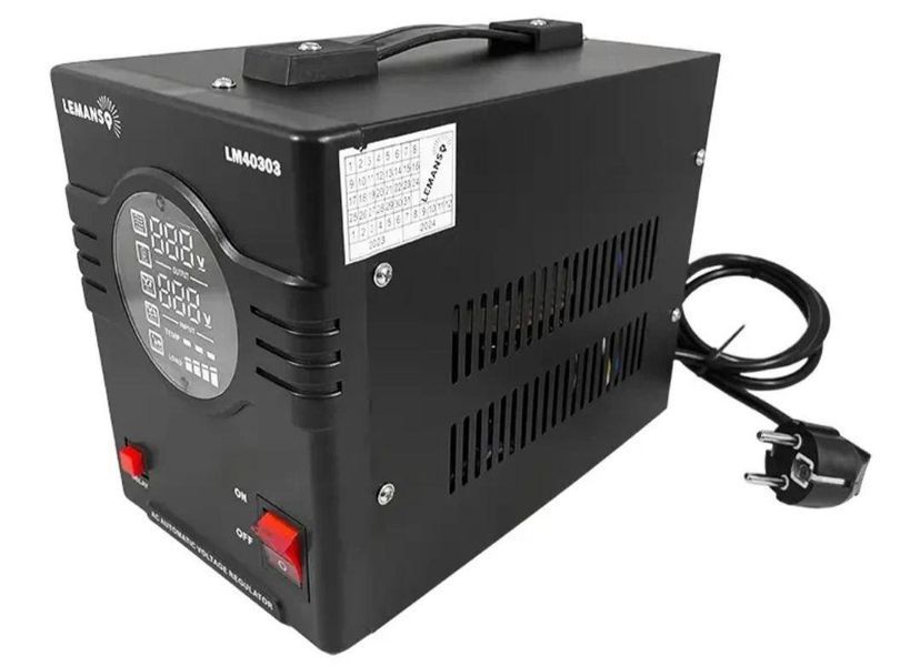 Стабилизатор напряжения релейный однофазный Lemanso 800Вт 1000VA Black LM40300 LM40300 фото
