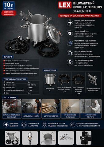 Пневматичний агрегат для фарбування 10 літрів VERKE KV10L фото