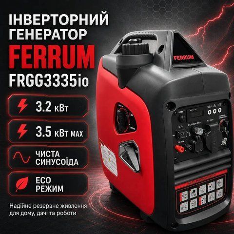 Інверторний бензиновий генератор 3.2- 3.5 кВт FERRUM FRGG3335io 48 фото